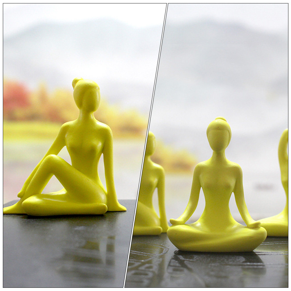 Home Office Yoga Room - 5Pcs Premium Resin Yoga Figure Ornament