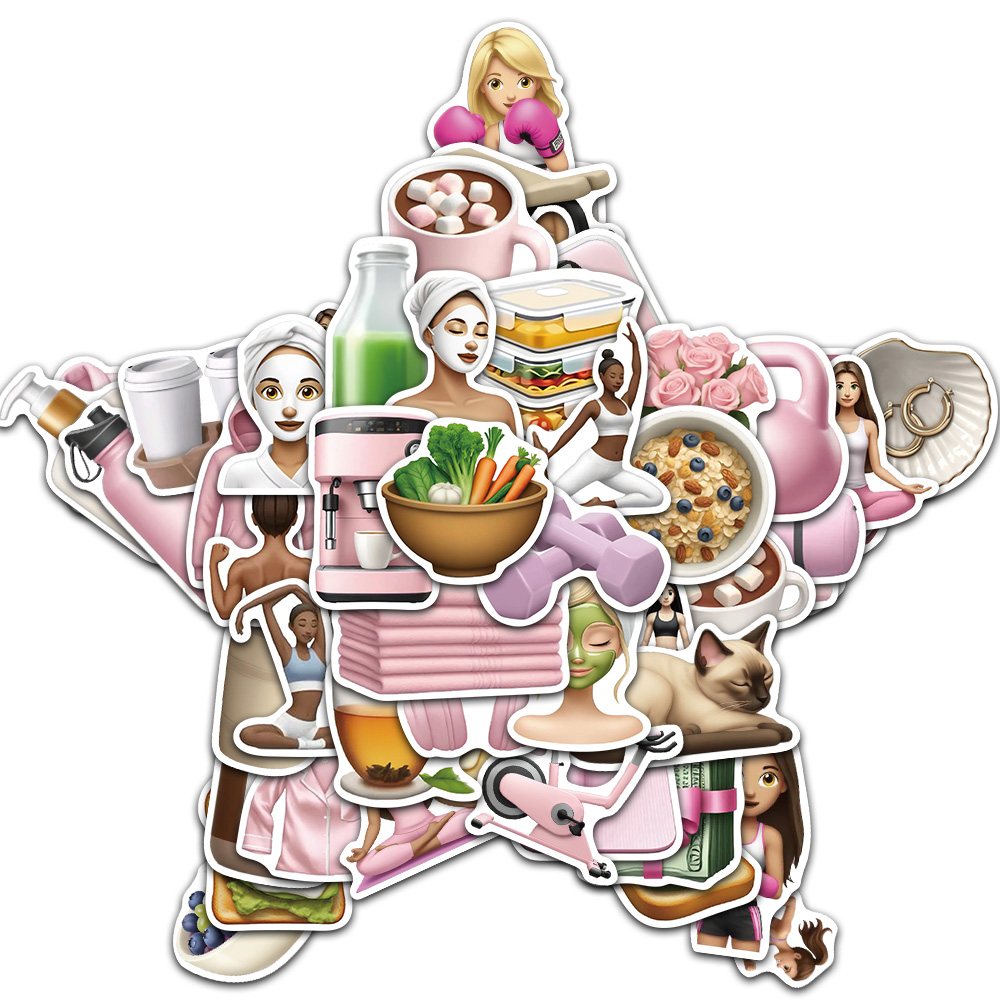Home Office Yoga Room - 50/100PCS Fitness GYM Girl Creative Stickers