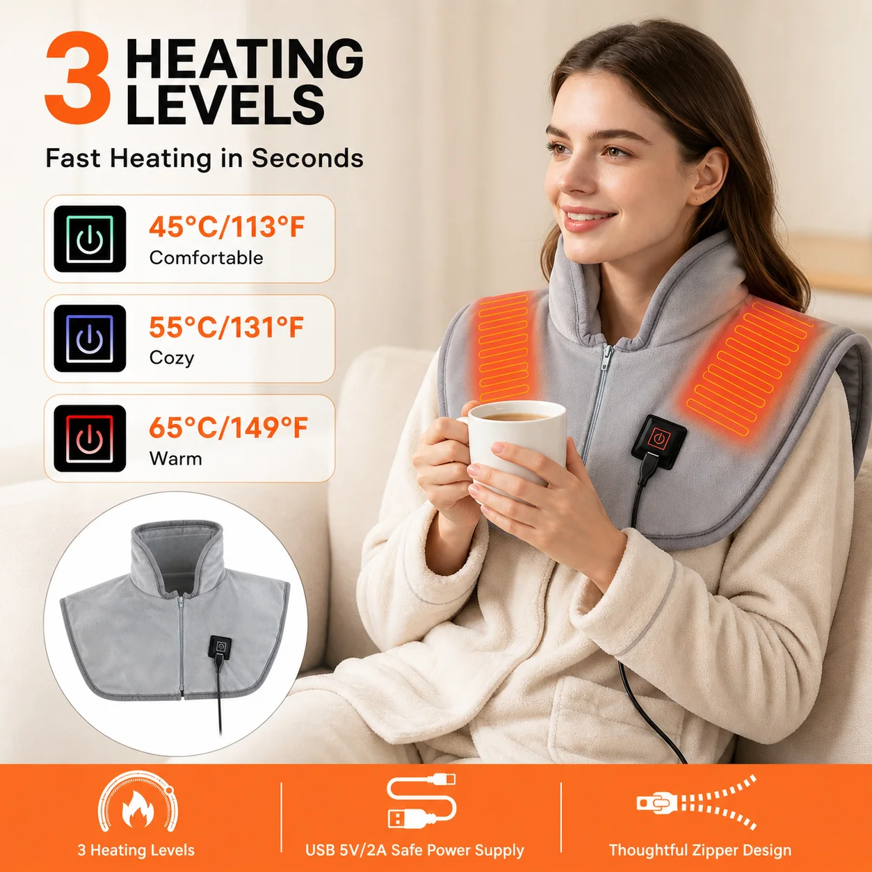 Home Office Hours - USB Heated Shawl with 3 Heat
