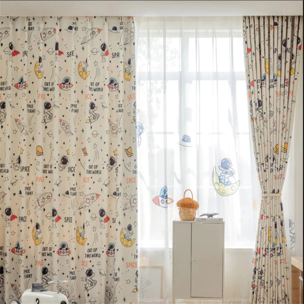 Vibrant Space Themed Window Bl - Home Office Rate 2025 recension och pris