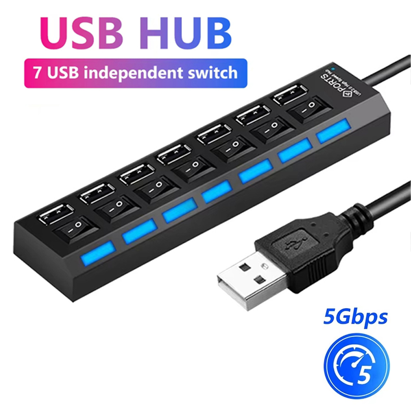 7 Port USB 2.0 Hub Splitter Fo - Home Or Office Use recension och pris